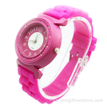 Wholesale Girls Diamond Silicone Strap Wristwatch